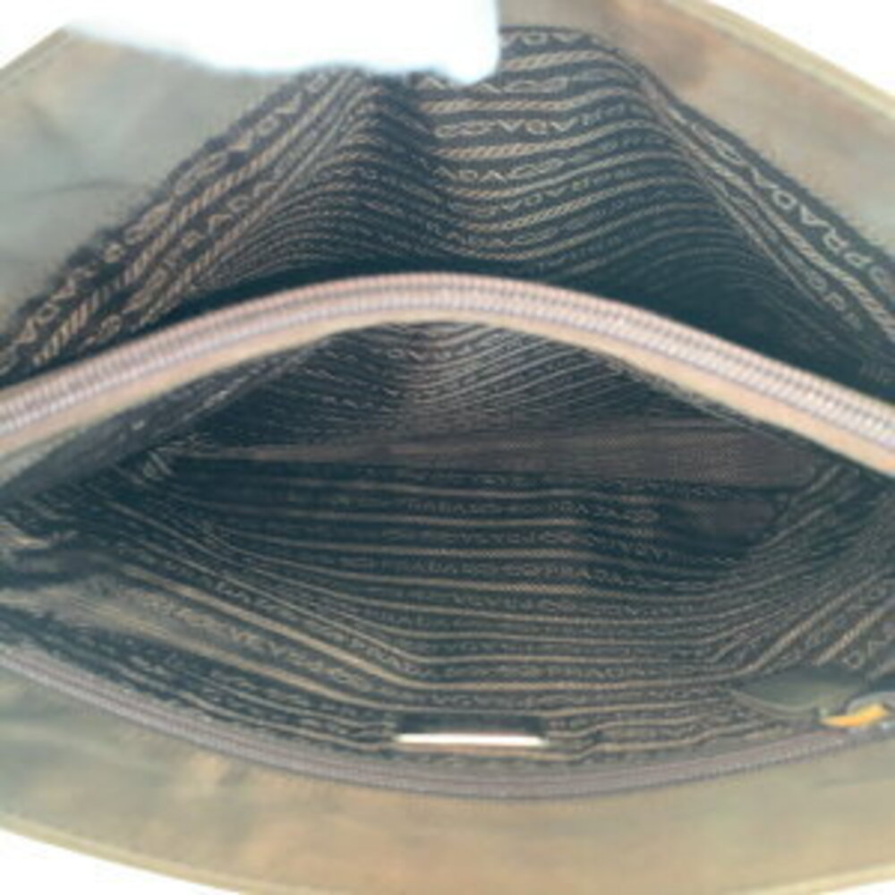 Prada Nylon Plate Logo Tessuto Brown Bag Shoulder Triangle - Picture 8 of 10